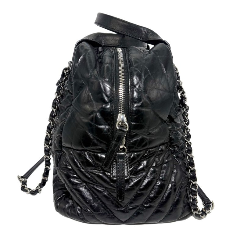 ［2320］香奈兒 Chanel TOTE 托特包 黑色單肩手提包 油蠟皮 大號 銀扣-3