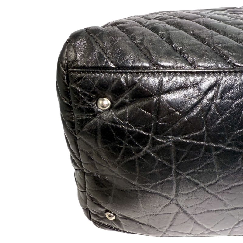 ［2320］香奈兒 Chanel TOTE 托特包 黑色單肩手提包 油蠟皮 大號 銀扣-5