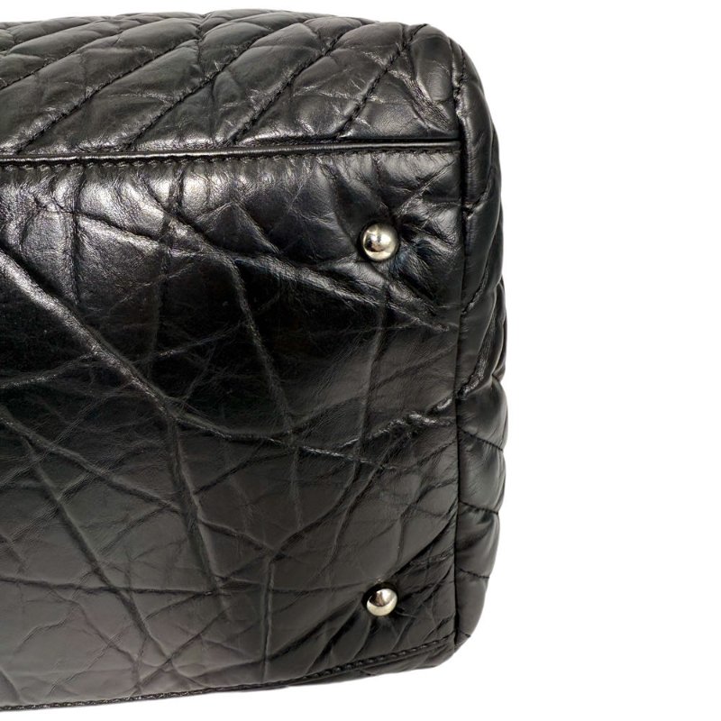 ［2320］香奈兒 Chanel TOTE 托特包 黑色單肩手提包 油蠟皮 大號 銀扣-8