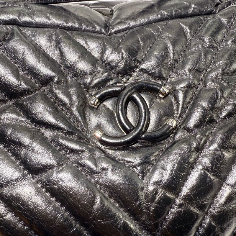 ［2320］香奈兒 Chanel TOTE 托特包 黑色單肩手提包 油蠟皮 大號 銀扣-9