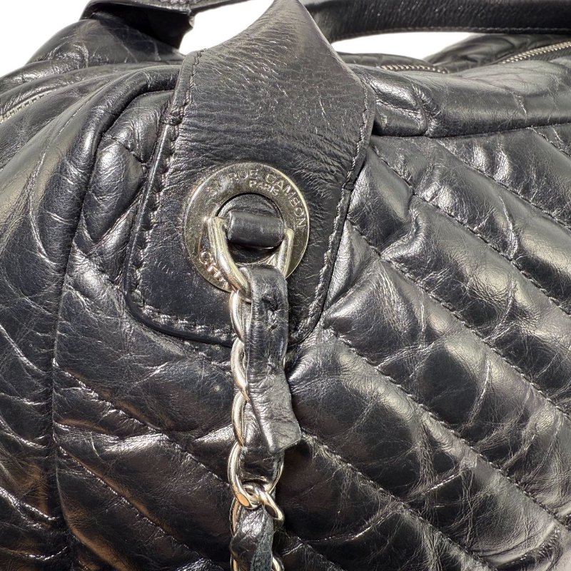 ［2320］香奈兒 Chanel TOTE 托特包 黑色單肩手提包 油蠟皮 大號 銀扣-12