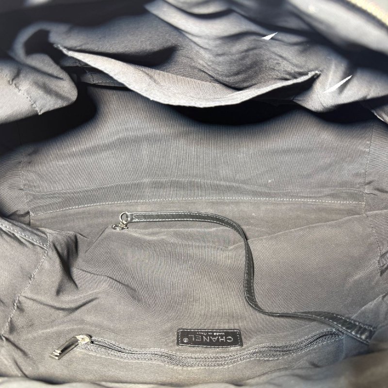 ［2320］香奈兒 Chanel TOTE 托特包 黑色單肩手提包 油蠟皮 大號 銀扣-14