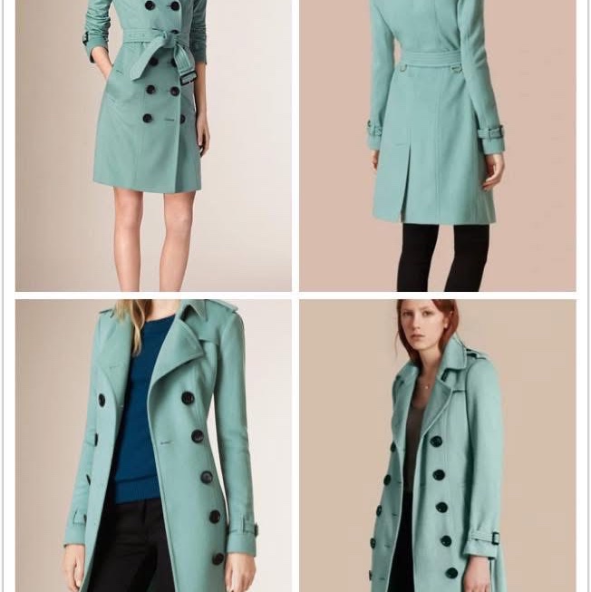 BURBERRY英國糖果薄荷色羊絨大衣UK4-0