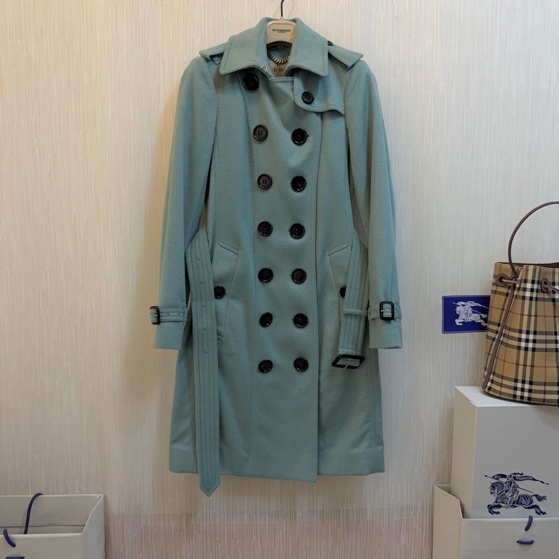 BURBERRY英國糖果薄荷色羊絨大衣UK4-2