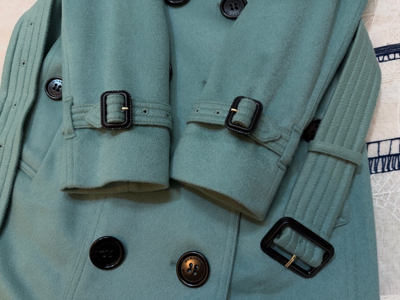 BURBERRY英國糖果薄荷色羊絨大衣UK4-4