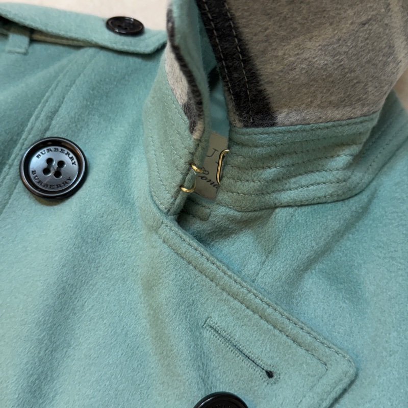 BURBERRY英國糖果薄荷色羊絨大衣UK4-7