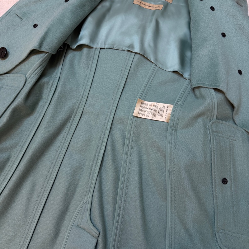 BURBERRY英國糖果薄荷色羊絨大衣UK4-10