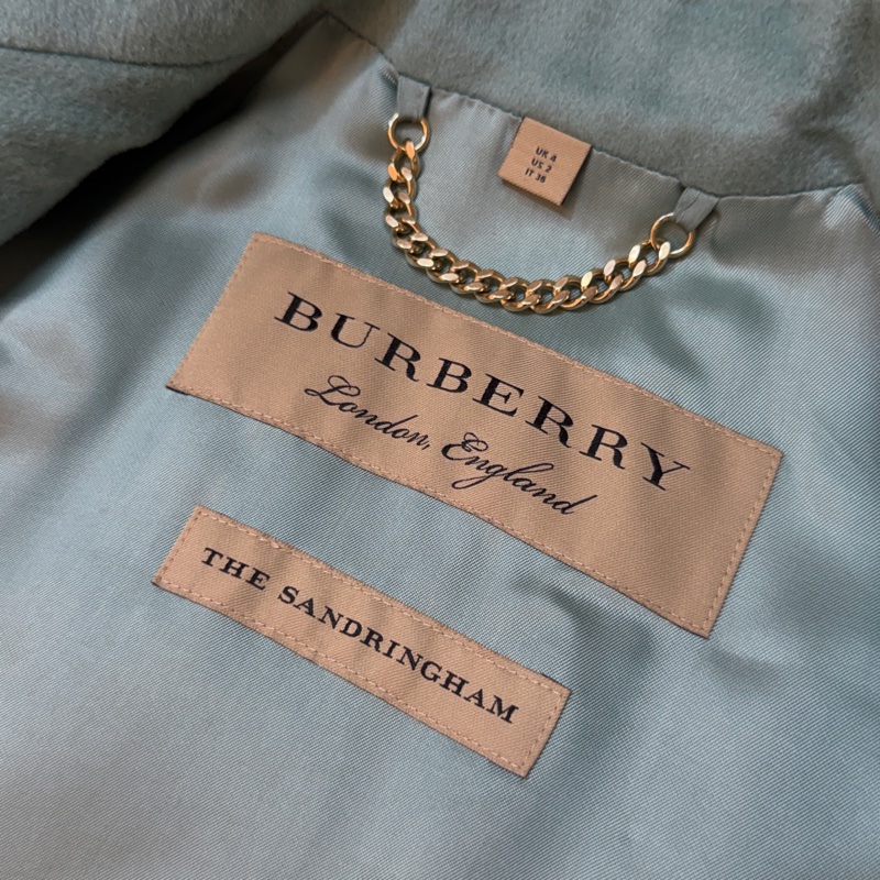 BURBERRY英國糖果薄荷色羊絨大衣UK4-11