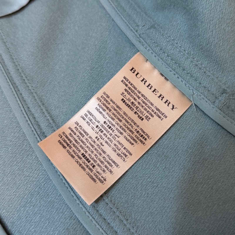 BURBERRY英國糖果薄荷色羊絨大衣UK4-12