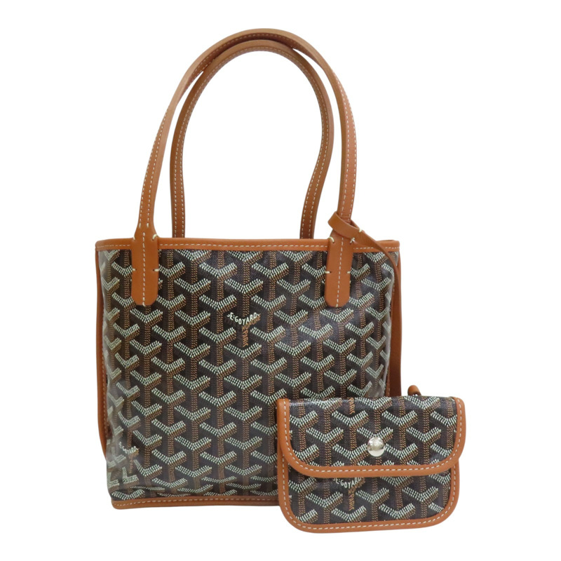 棕色 Goyardine帆布 Anjou Mini 手提包【GOYARD 高雅德】-0