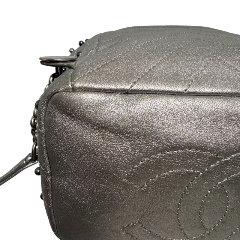 [2312]  香奈兒  Chanel 書包  銀色  羊皮 中號-7