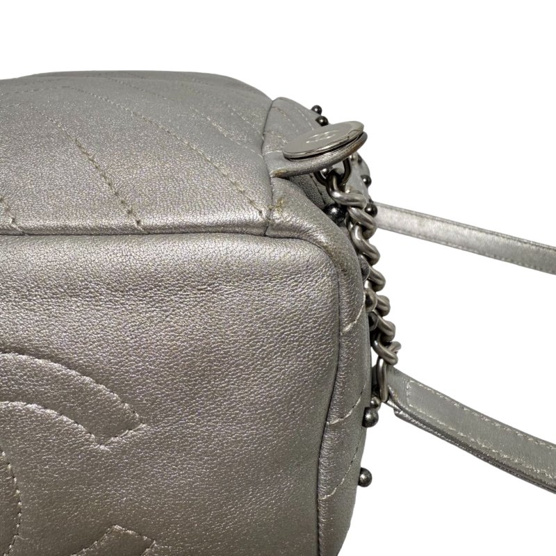 [2312]  香奈兒  Chanel 書包  銀色  羊皮 中號-8