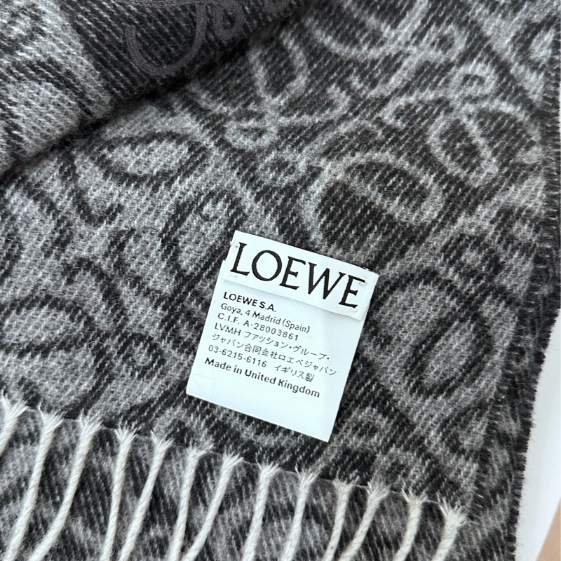 【全新❤️】LOEWE Anagram scarf 羊絨羊毛圍中 深灰色F811SS1X01-1140-4