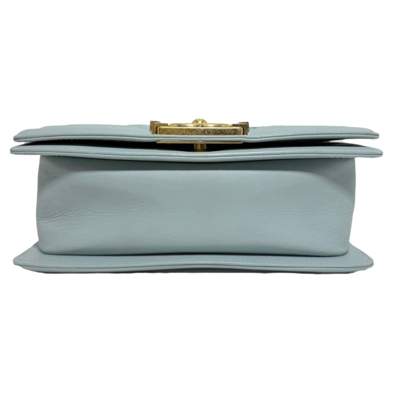 【2211】香奈兒  Chanel Le Boy 編織紋 湖水綠斜挎包 羊皮 金扣-4