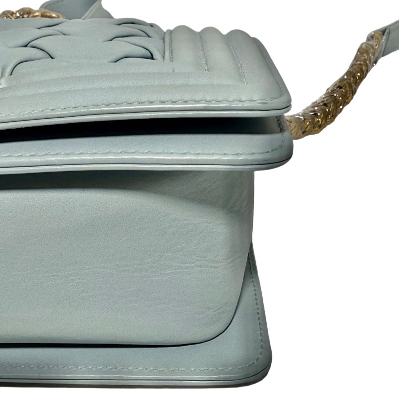 【2211】香奈兒  Chanel Le Boy 編織紋 湖水綠斜挎包 羊皮 金扣-8