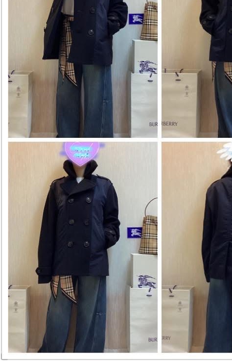 BURBERRY英國BRIT男款海軍藍拼接風衣外套L-0