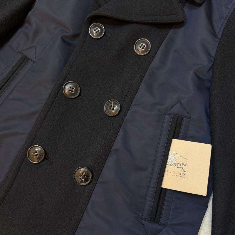 BURBERRY英國BRIT男款海軍藍拼接風衣外套L-5