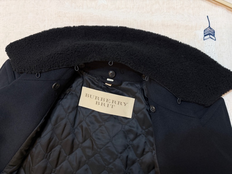 BURBERRY英國BRIT男款海軍藍拼接風衣外套L-7