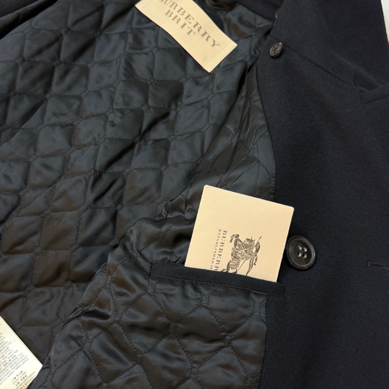 BURBERRY英國BRIT男款海軍藍拼接風衣外套L-14