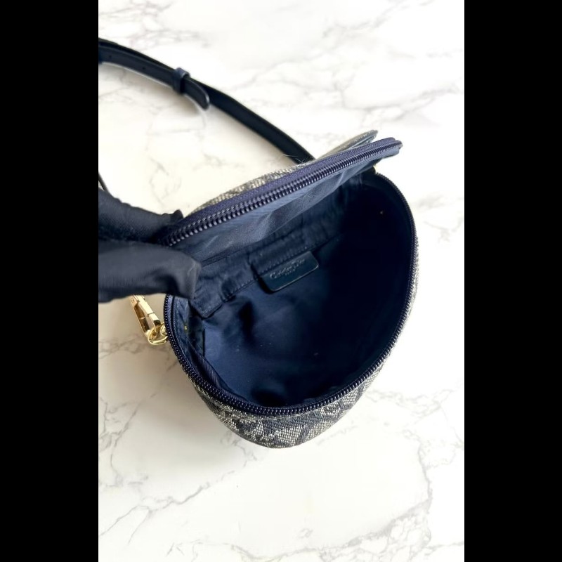 【LA LUNE】稀有中古包 Dior深藍老花馬鞍包 單肩包 側背包 斜背包 古董二手-8