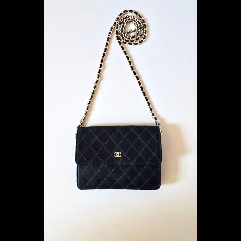 【LA LUNE】中古包 Chanel絲絹閃鑽黑金盒子包 斜背包 單肩包 側背包 二手包-0