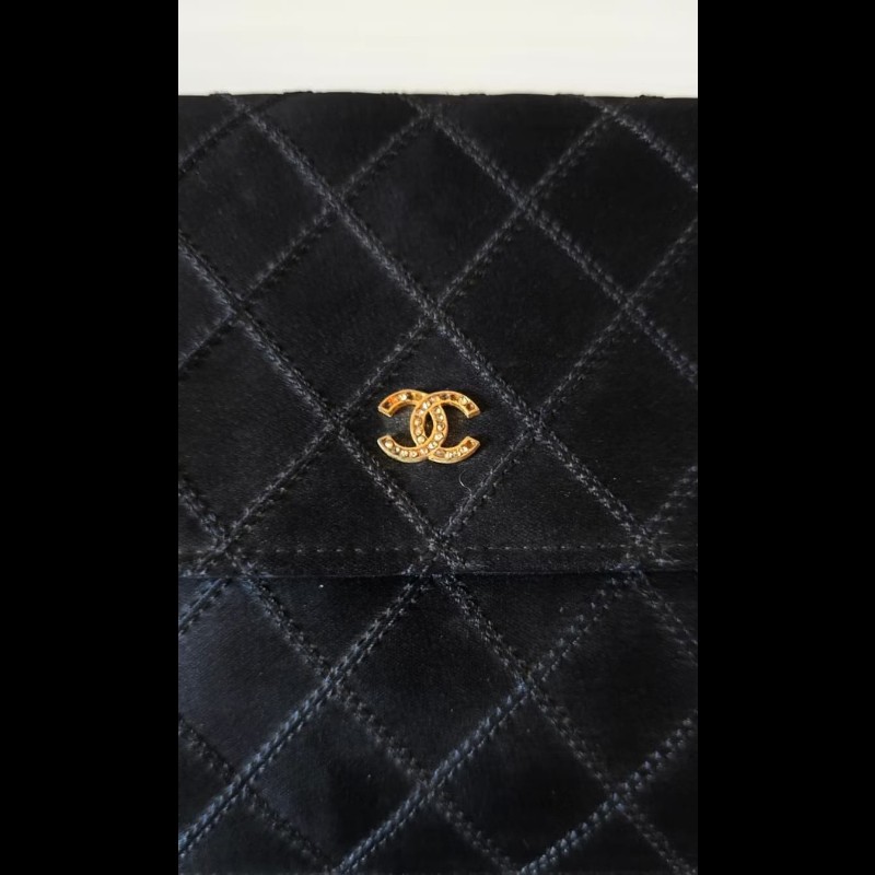 【LA LUNE】中古包 Chanel絲絹閃鑽黑金盒子包 斜背包 單肩包 側背包 二手包-1