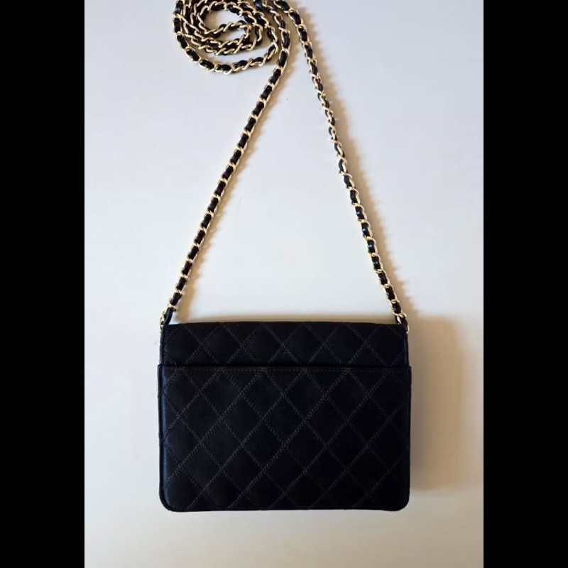 【LA LUNE】中古包 Chanel絲絹閃鑽黑金盒子包 斜背包 單肩包 側背包 二手包-4