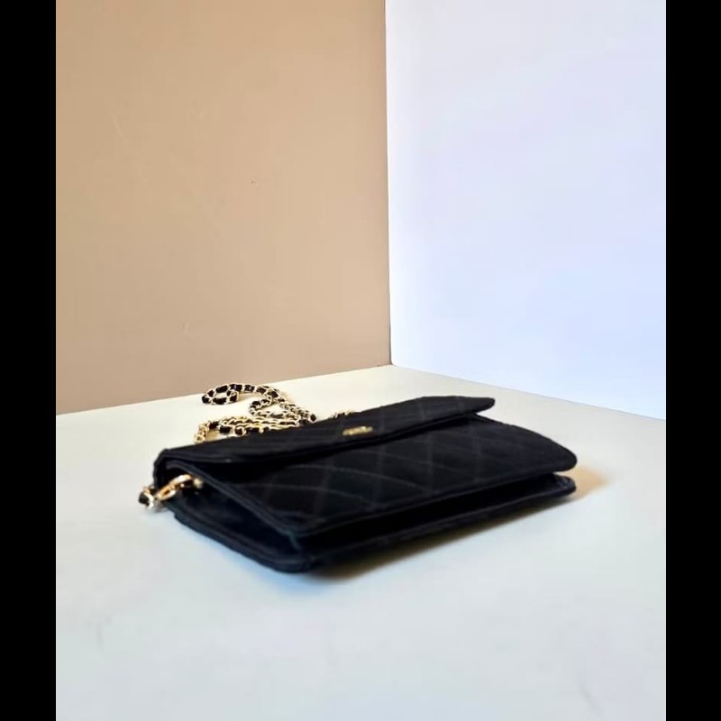 【LA LUNE】中古包 Chanel絲絹閃鑽黑金盒子包 斜背包 單肩包 側背包 二手包-6