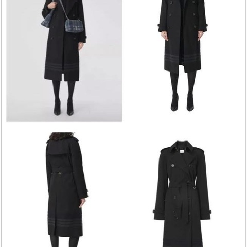 BURBERRY英國黑色條紋裝飾風衣UK4