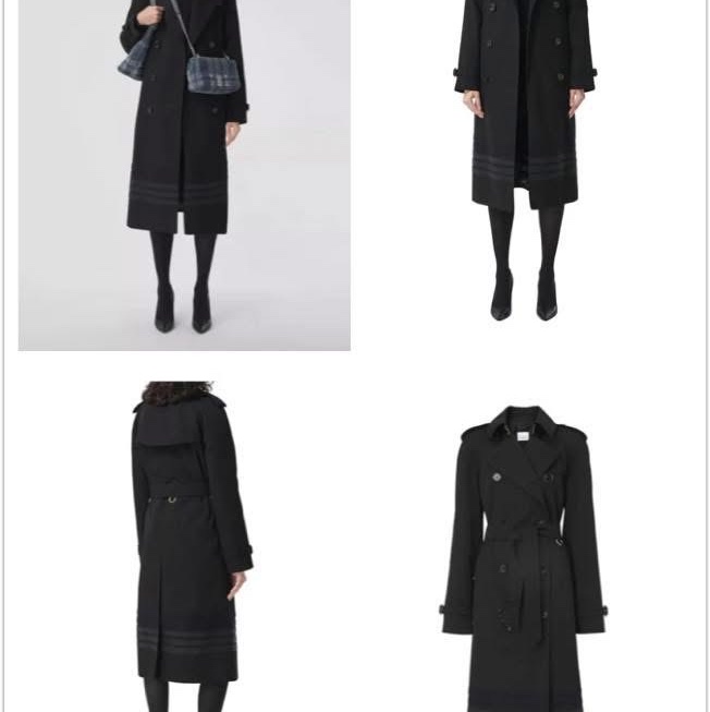 BURBERRY英國黑色條紋裝飾風衣UK4-0