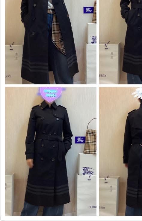 BURBERRY英國黑色條紋裝飾風衣UK4-1