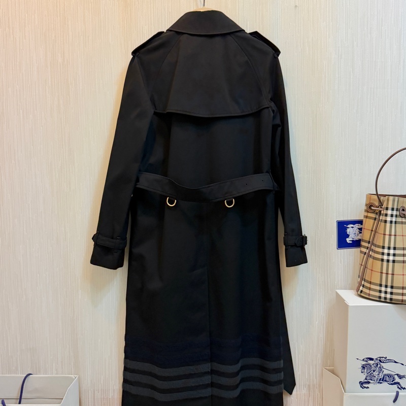 BURBERRY英國黑色條紋裝飾風衣UK4-3