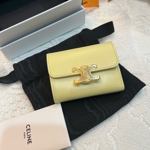 CELINE 凱旋門 大骨頭 短財 錢包 卡包 小雞黃