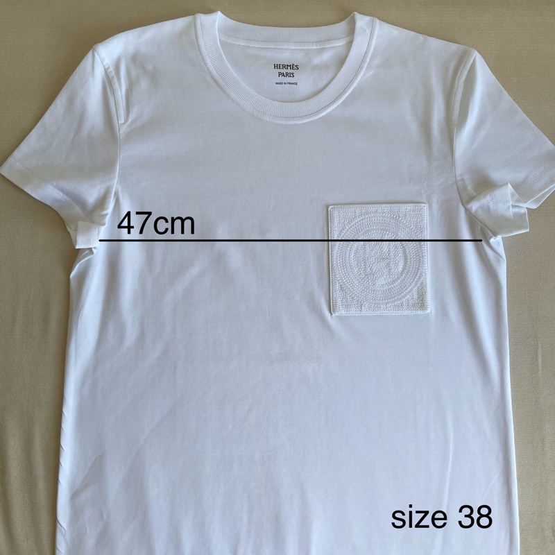 現貨🍊 Hermes 女裝 白色 經典 Tshirt Straight embroidered pocket dress tee tshirt (size 38)-2