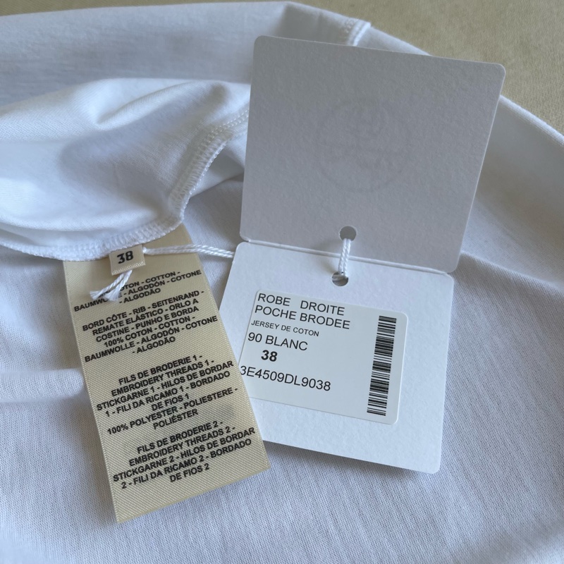 現貨🍊 Hermes 女裝 白色 經典 Tshirt Straight embroidered pocket dress tee tshirt (size 38)-4
