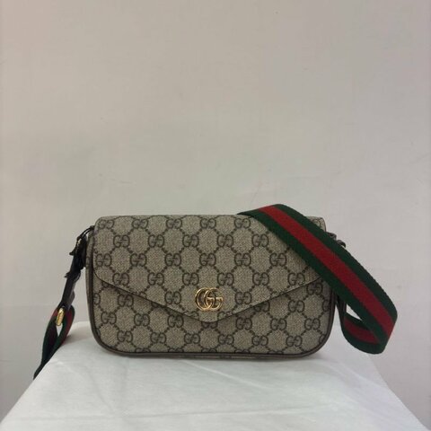 GUCCI咖PVC紅綠背帶WOC