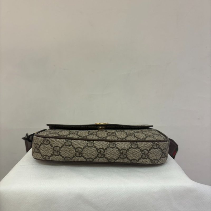 GUCCI咖PVC紅綠背帶WOC-4