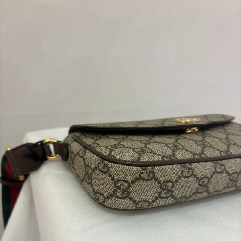 GUCCI咖PVC紅綠背帶WOC-6