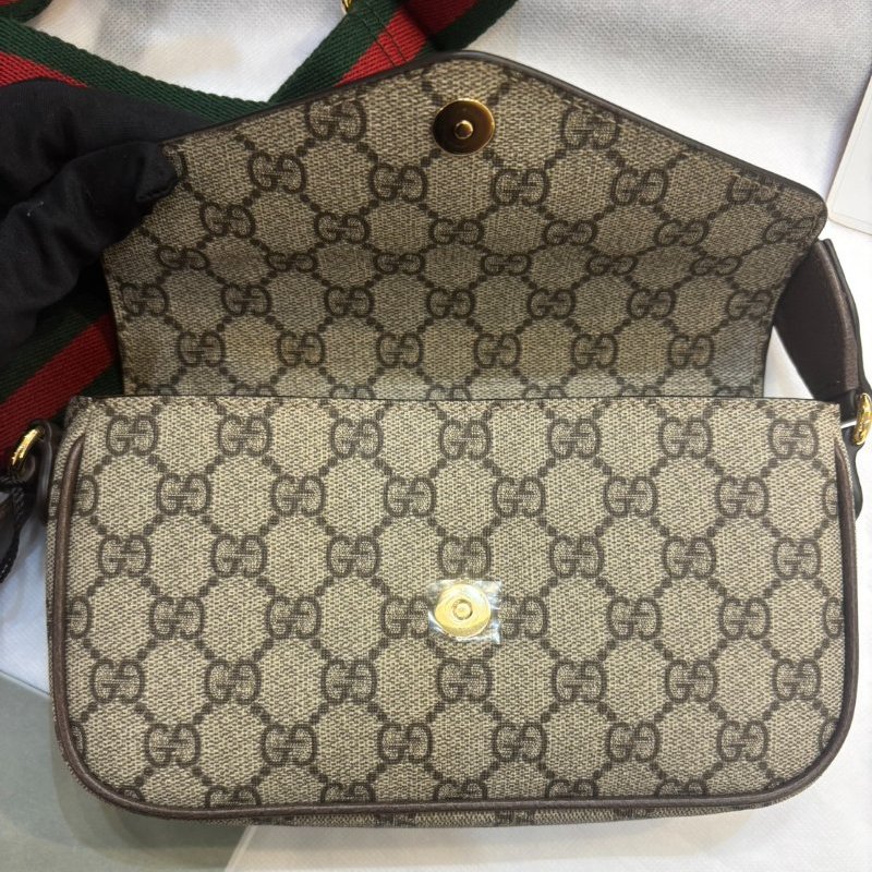 GUCCI咖PVC紅綠背帶WOC-7