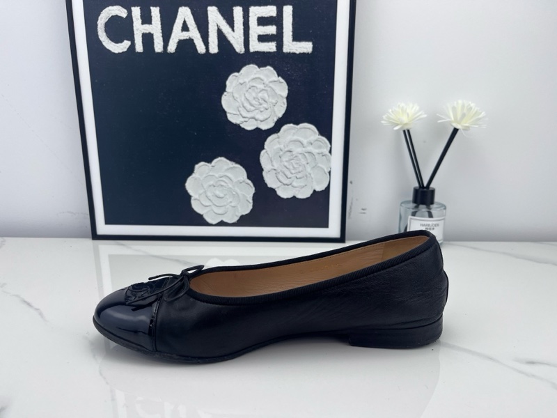 chanel香奈兒 黑色芭蕾舞鞋 37.5碼 成色如圖/jm01371-6