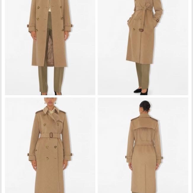 BURBERRY英國燕麥色羊絨大衣UK4-1