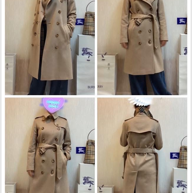 BURBERRY英國燕麥色羊絨大衣UK4-2