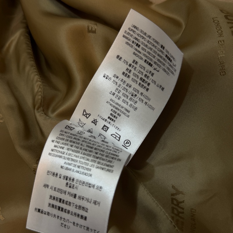 BURBERRY英國燕麥色羊絨大衣UK4-15