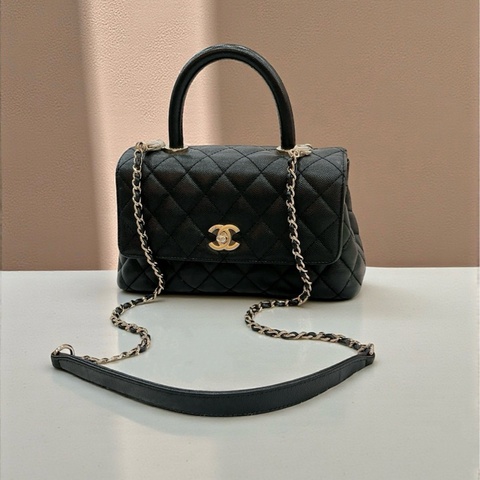 莉亞精品♡Chanel A92990 手把 handle 黑金 二手