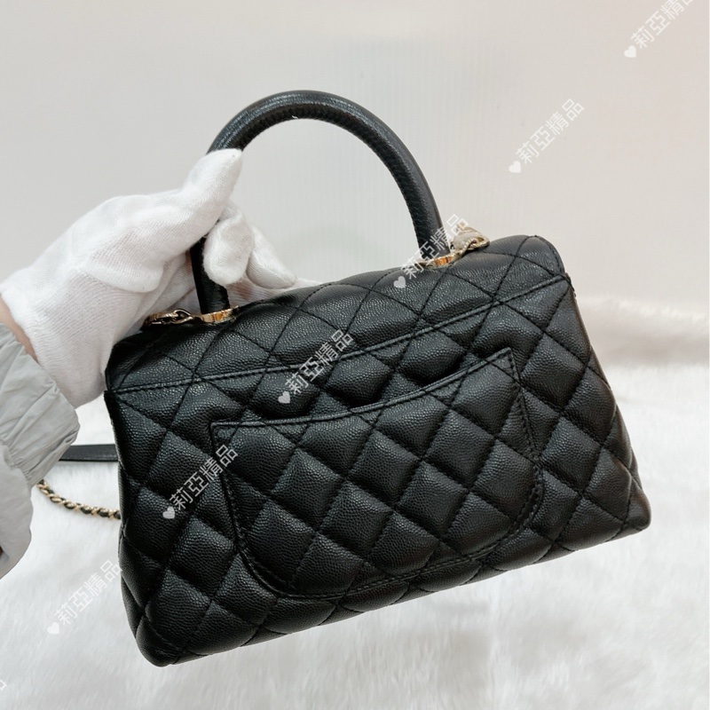 莉亞精品♡Chanel A92990 手把 handle 黑金 二手-2