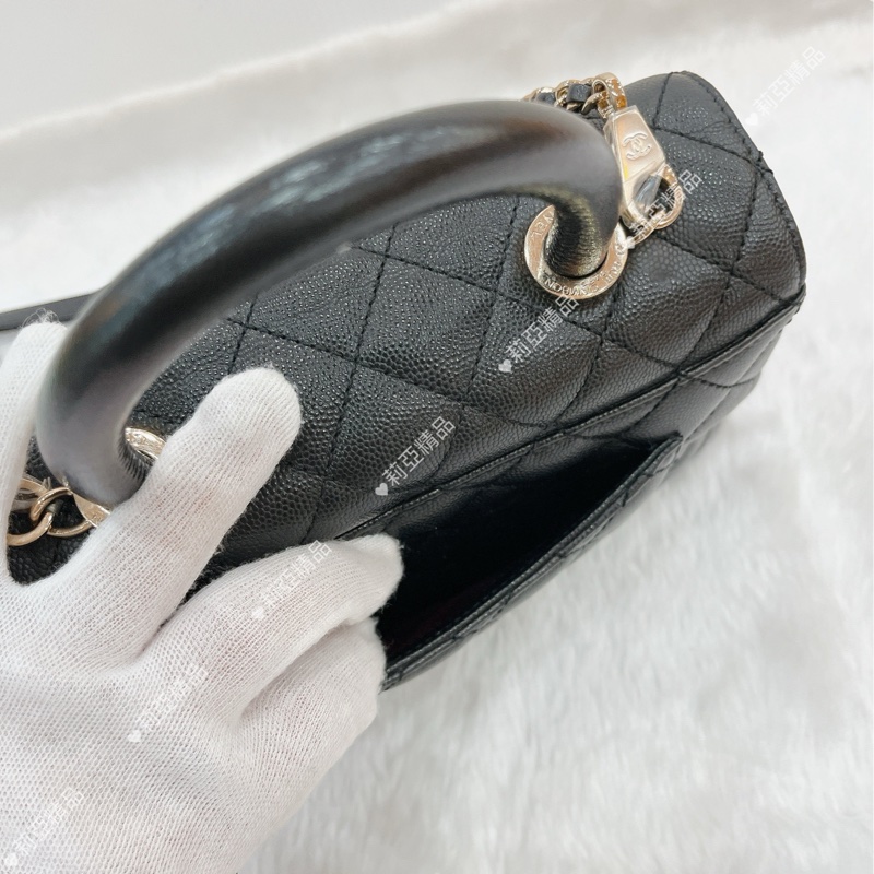 莉亞精品♡Chanel A92990 手把 handle 黑金 二手-3