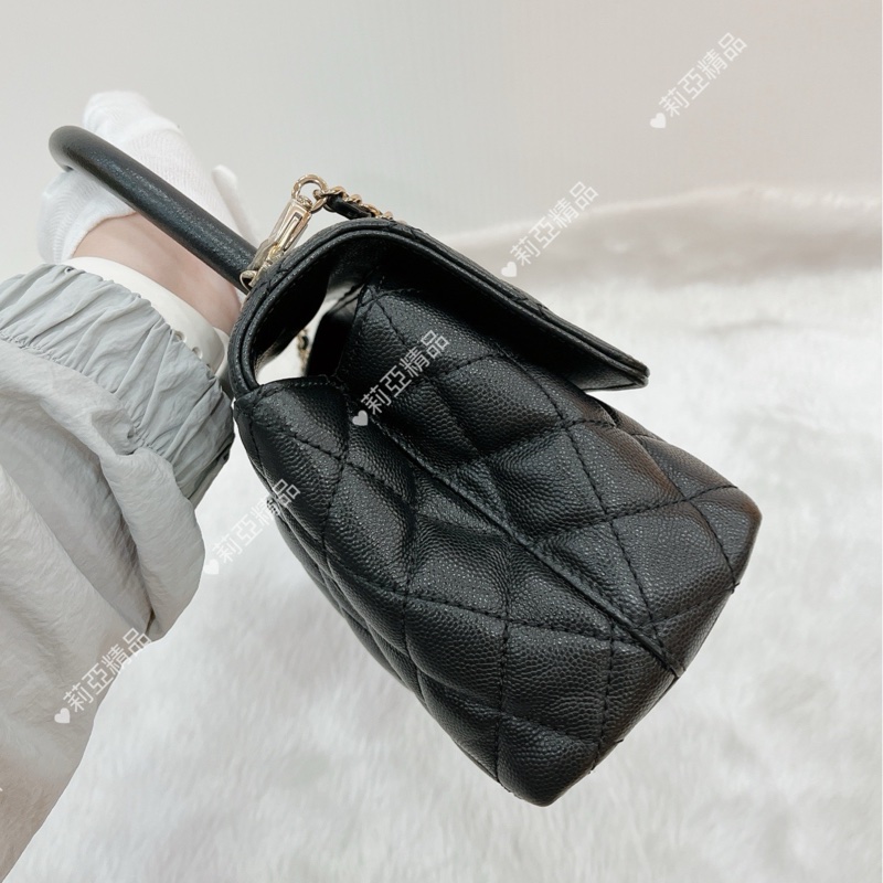 莉亞精品♡Chanel A92990 手把 handle 黑金 二手-4