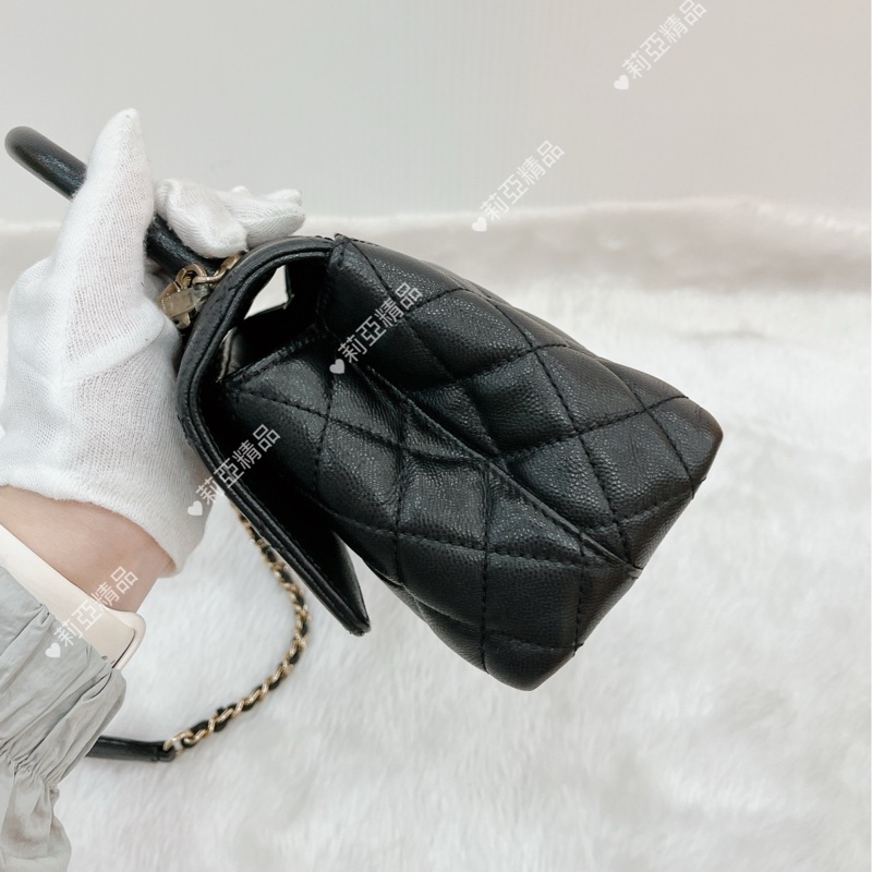 莉亞精品♡Chanel A92990 手把 handle 黑金 二手-5