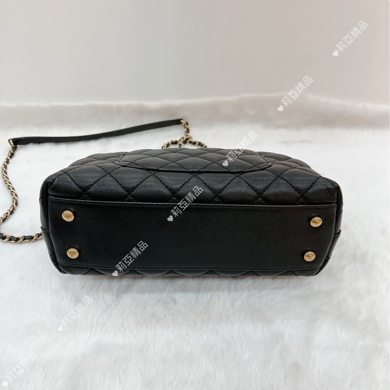 莉亞精品♡Chanel A92990 手把 handle 黑金 二手-6