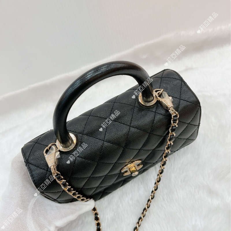 莉亞精品♡Chanel A92990 手把 handle 黑金 二手-7